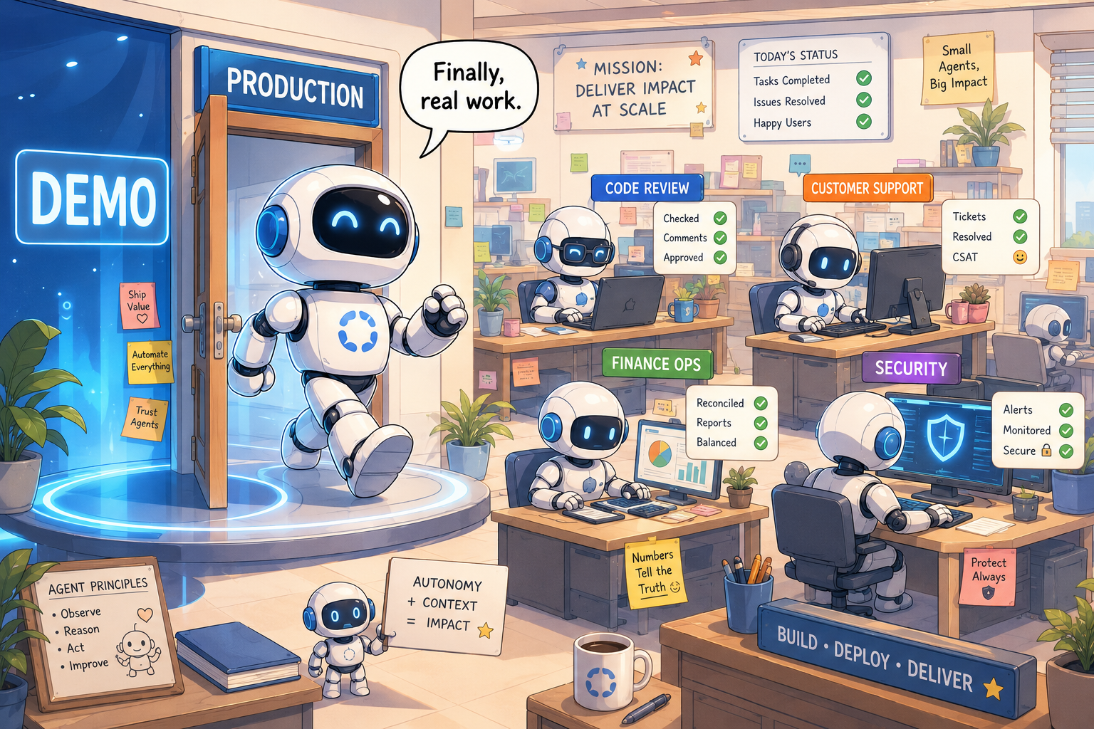 AI agents executing workflows across software, finance, and operations